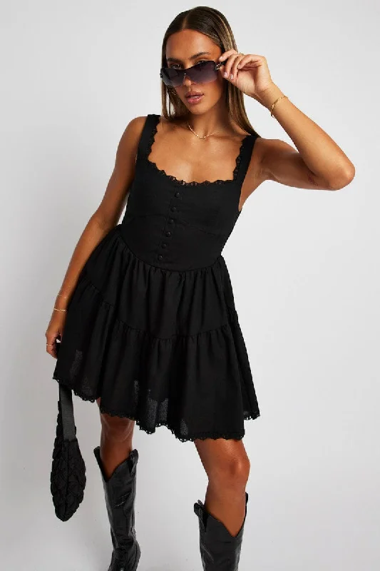 Black Fit And Flare Dress Mini