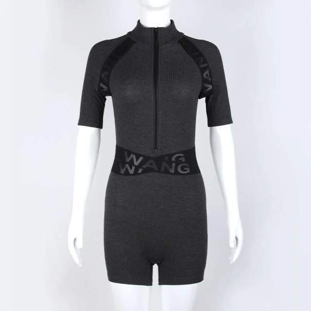 Style High Waist Zipper Cover Hips Bodysuits