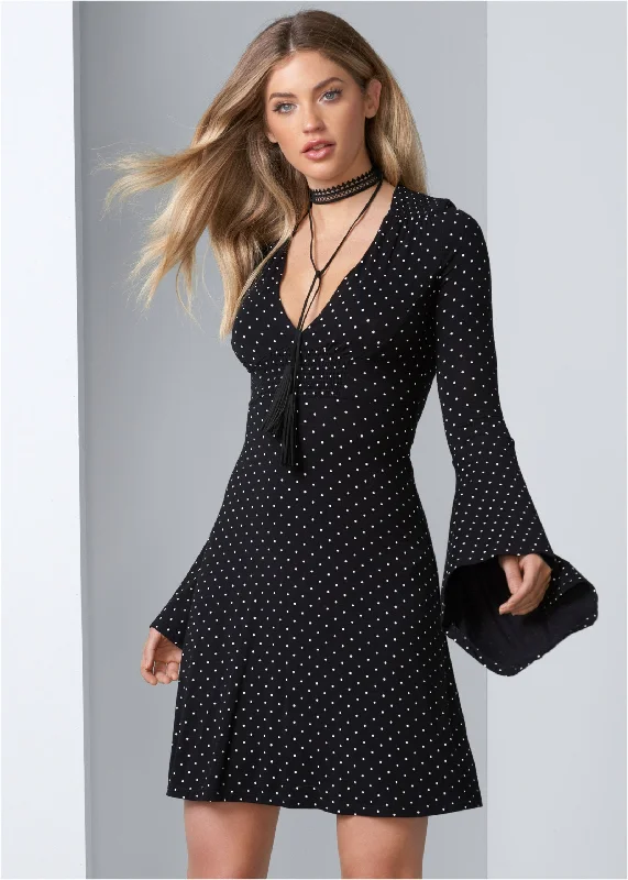 Polka dot dress - Black Multi