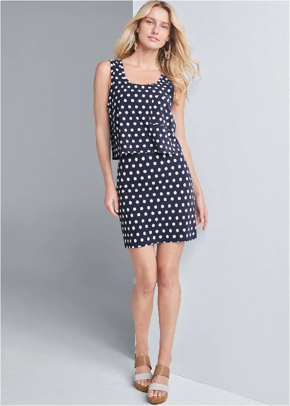 Casual tank dress - Navy Multi