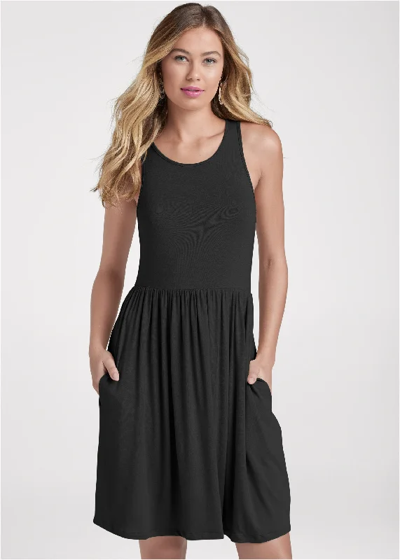 A-line casual dress - Black