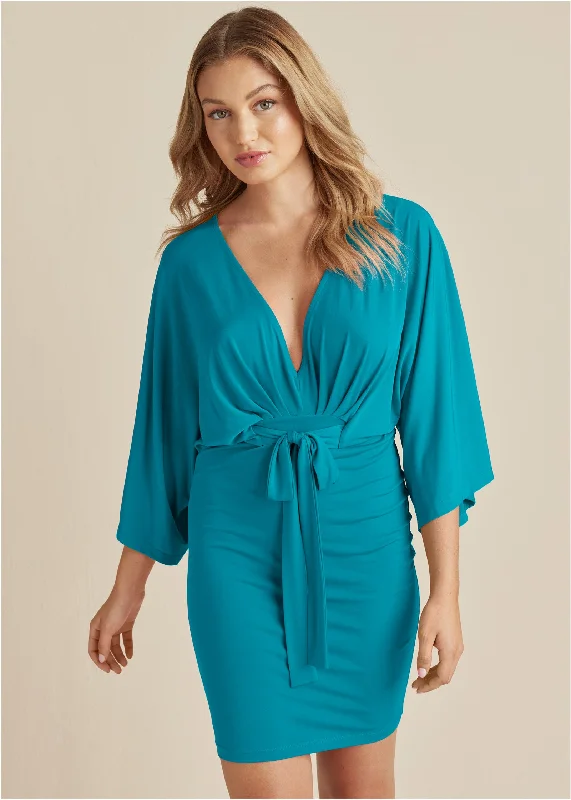 Tie front dress - Teal