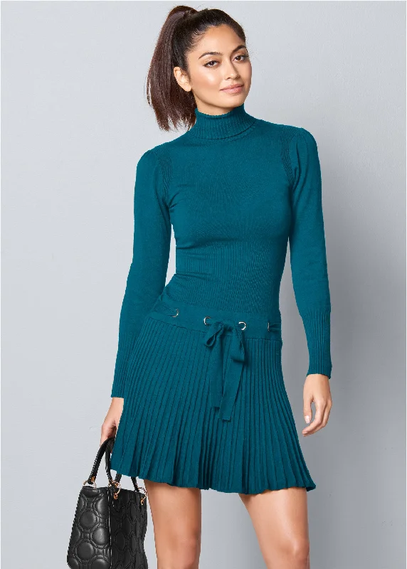 Pleated sweater dress - Dark Teal