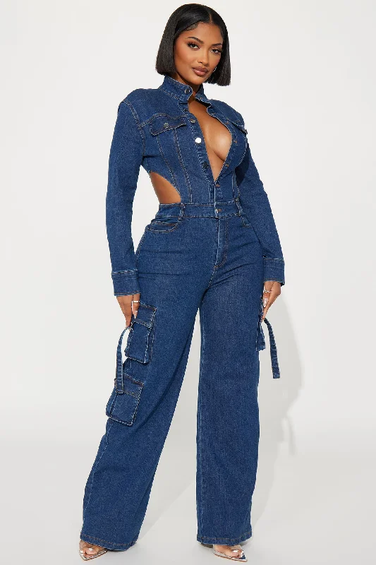 Bring The Style Denim Jumpsuit - Dark Wash