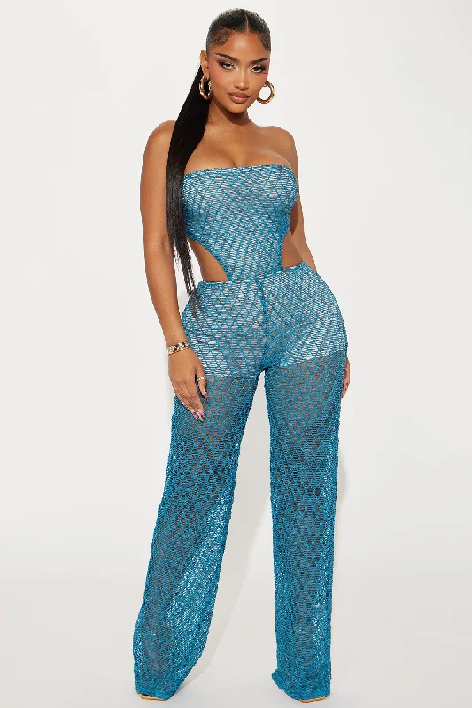 Cancun Life Crochet Jumpsuit - Teal