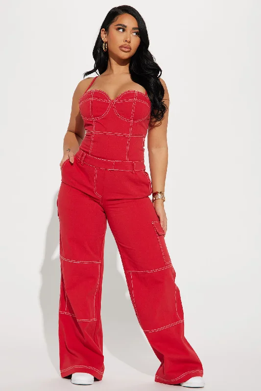 London Cargo Jumpsuit - Red