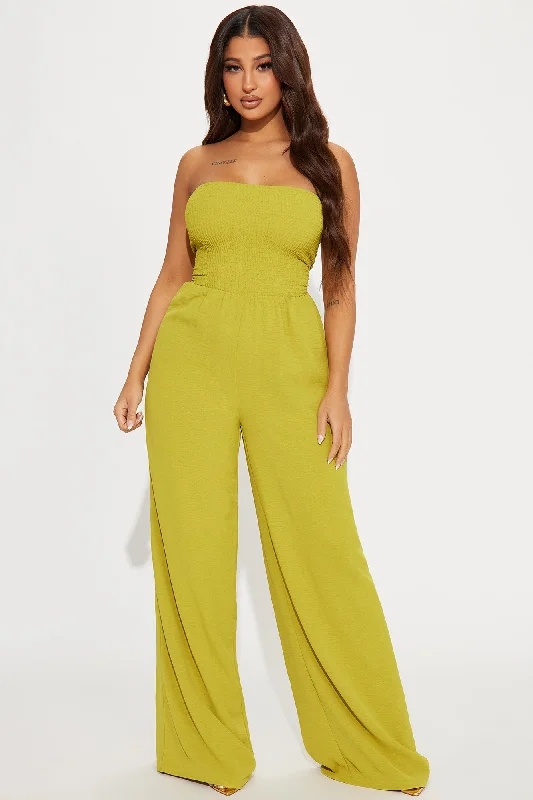 Mabel Smocked Jumpsuit - Chartreuse