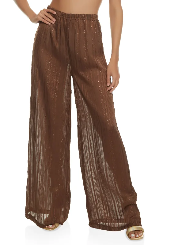 Lurex Shadow Stripe Palazzo Pants