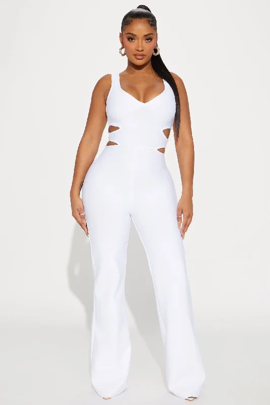 On The Stage Bandage Jumpsuit  - White