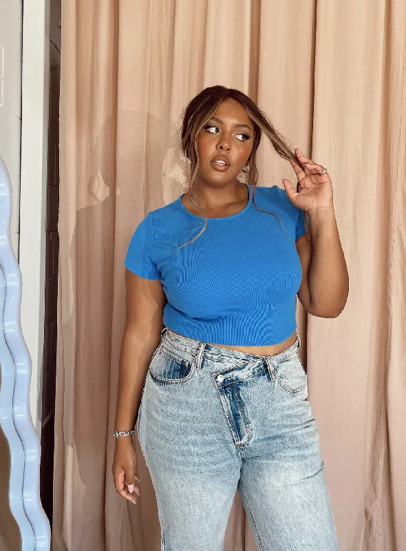 Classic Crop Tee Blue Curve