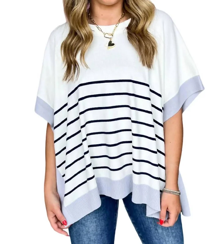 Oversized Stripe Top In Off White