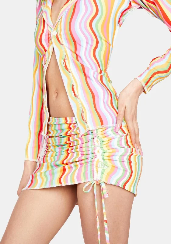 Rainbow Squiggly Mini Skirt