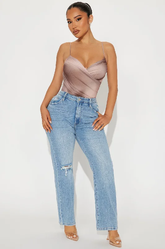 Rianna Ruched Bodysuit - Taupe/combo