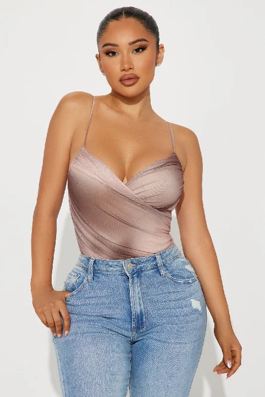 Rianna Ruched Bodysuit - Taupe/combo