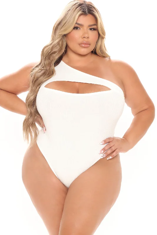 She's Cutting Edge One Shoulder Bodysuit - Off White