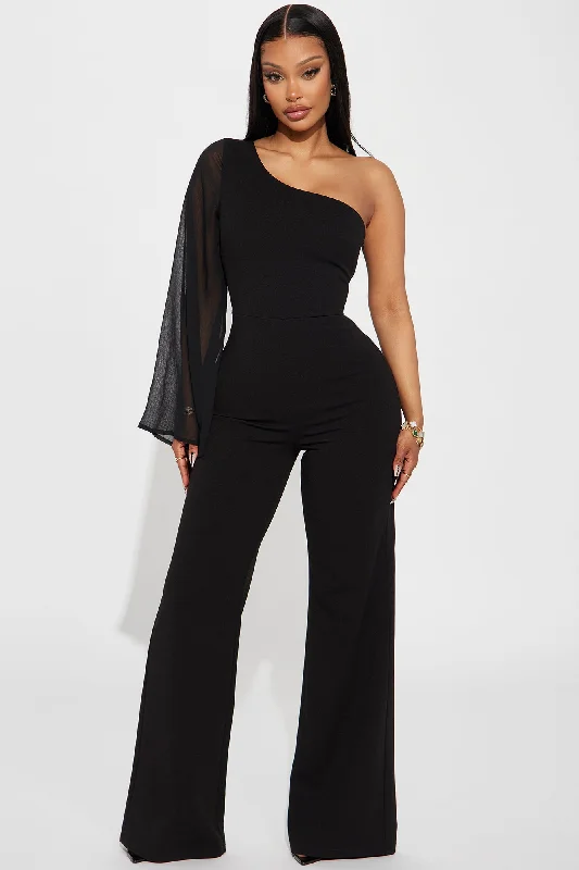 Stassi One Shoulder Jumpsuit  - Black