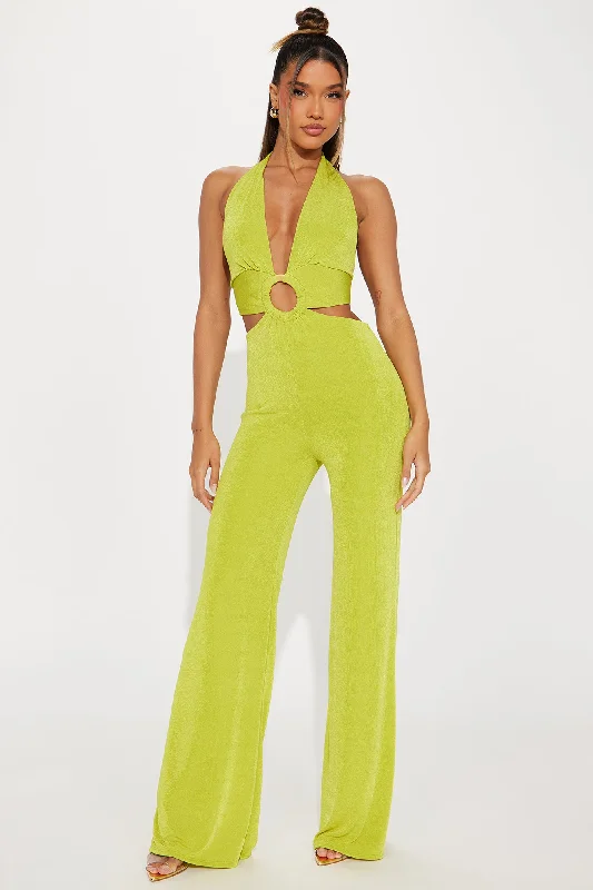 What You Need Slinky Jumpsuit - Chartreuse