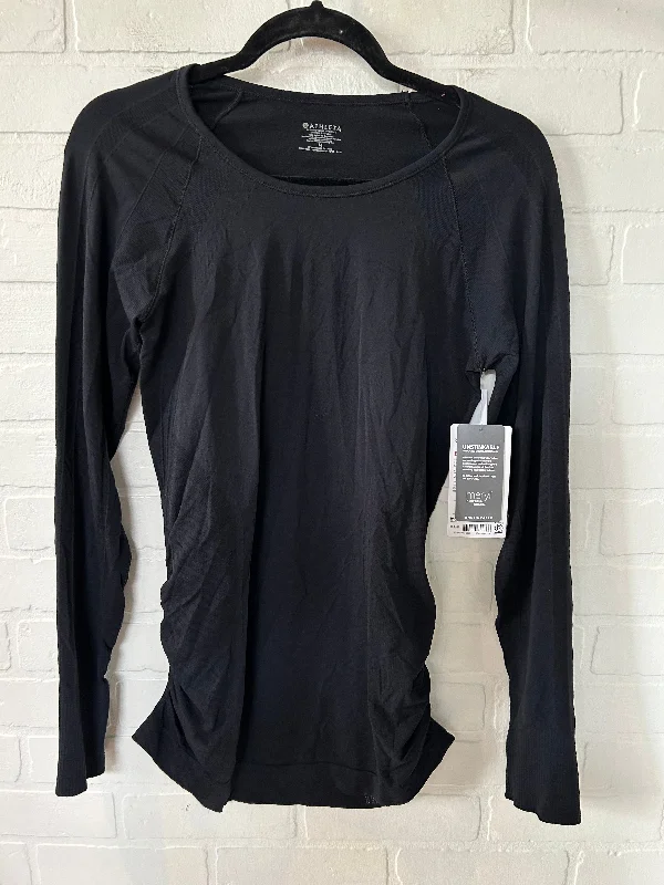 Black Athletic Top Long Sleeve Crewneck Athleta, Size M