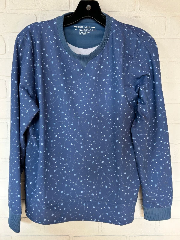 Blue Athletic Top Long Sleeve Crewneck Peter Millar, Size M