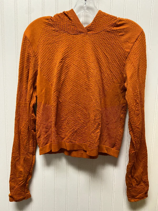 Orange Athletic Top Long Sleeve Hoodie Athleta, Size L