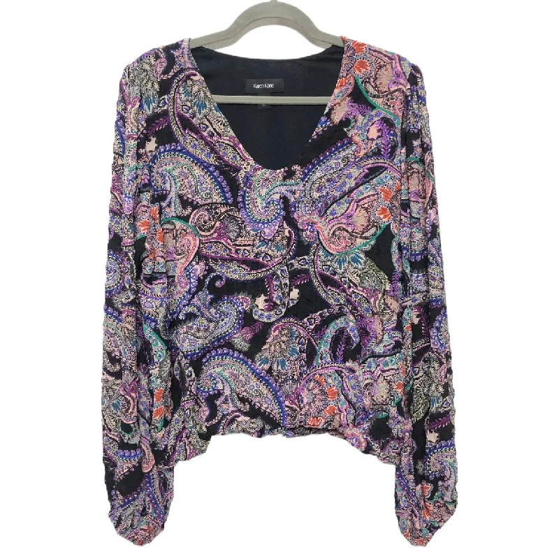 Paisley Print Blouse Long Sleeve Karen Kane, Size M