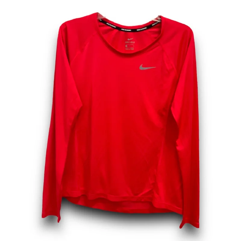 Red Athletic Top Long Sleeve Crewneck Nike Apparel, Size L