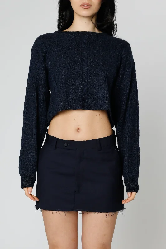 Rework Crop Knit Sweater - L