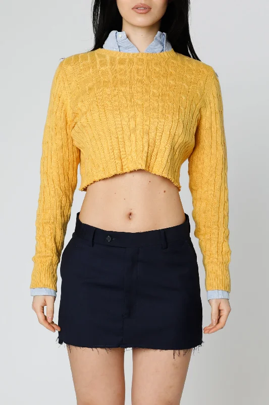 Rework Crop Knit Sweater - S, M