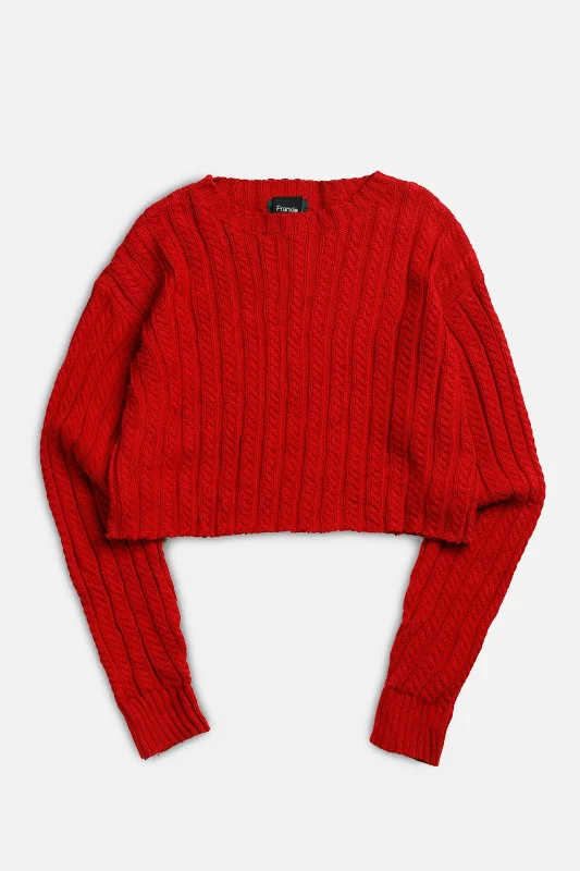 Rework Crop Knit Sweater - XL