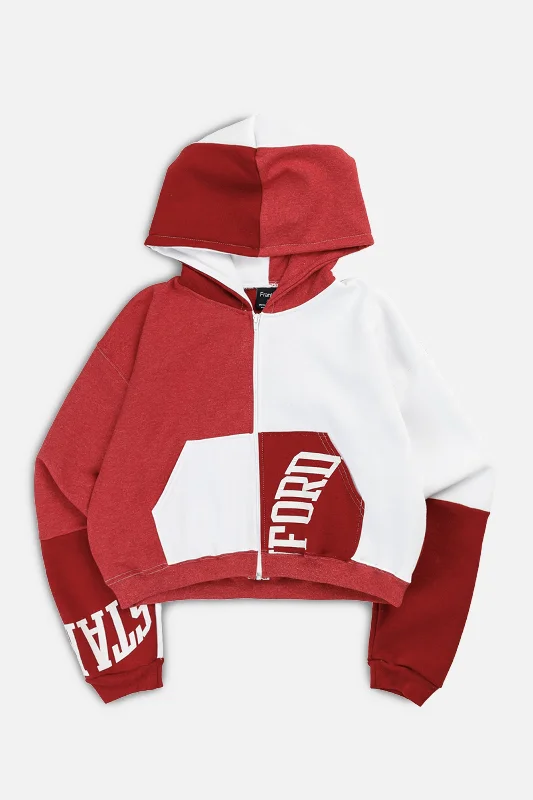 Rework Varsity Crop Zip Hoodie - M