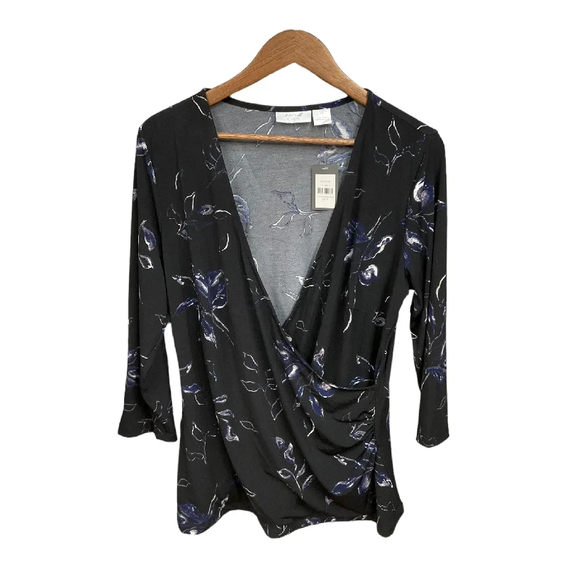 Top Long Sleeve By Avenue In Black & Blue, Size: Xl