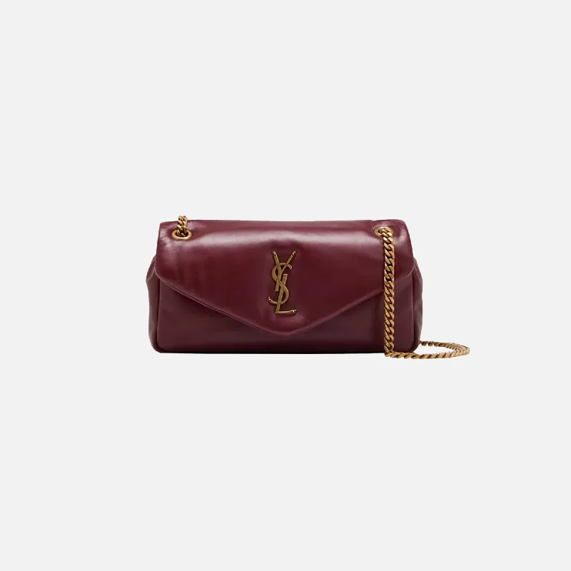 Saint Laurent YSL Calypso Puffer Bag - Dark Bordeaux