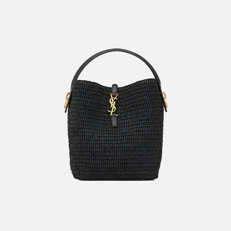 Saint Laurent YSL Le 37 M Raffia Bag - Nero