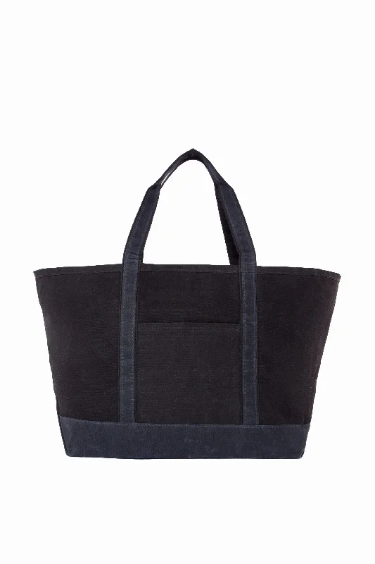 Black Waxed Large Canvas Tote