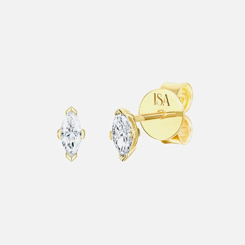 Isa Grutman Marquis Diamond Studs 14K Gold - Yellow Gold