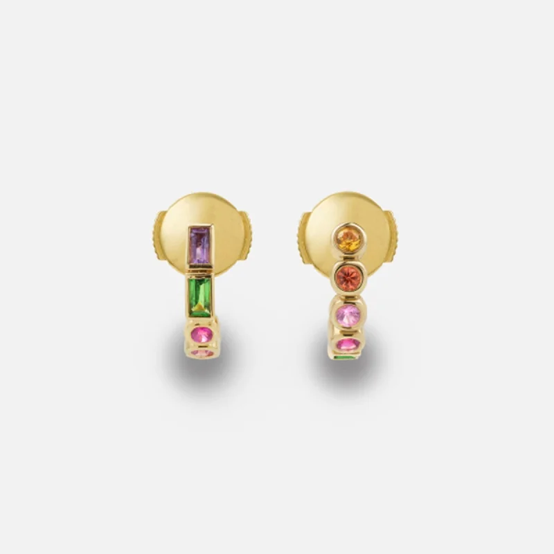 Yvonne Leon Paire de Creoles Riviere Baguettes Clos Earrings - Rainbow