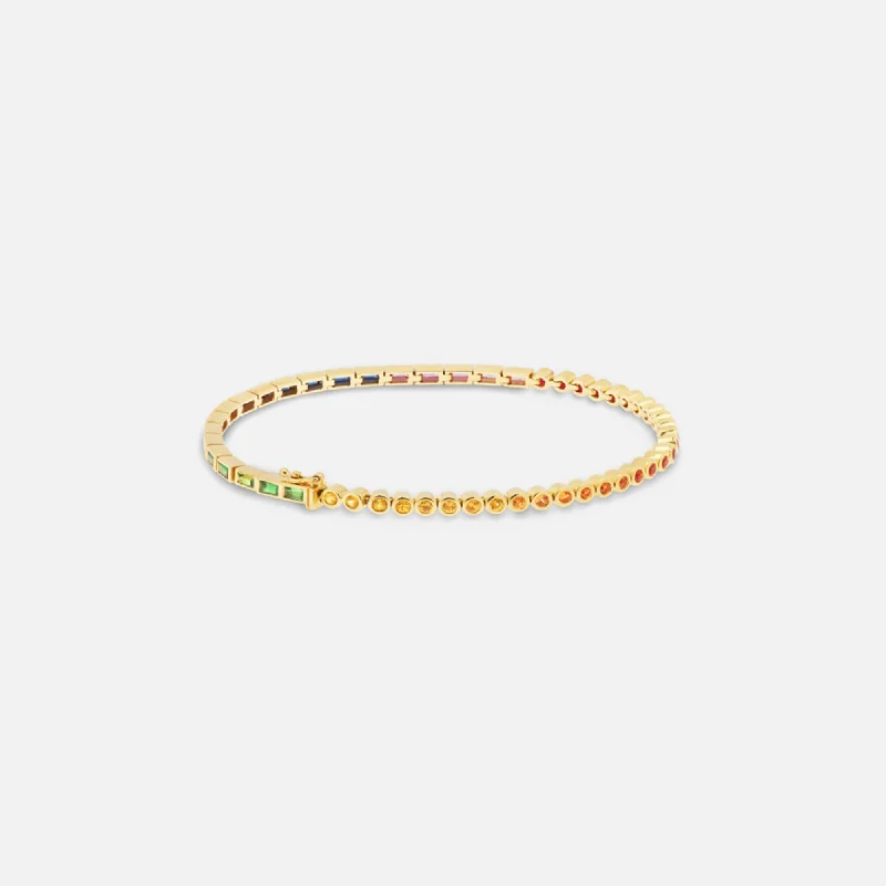 Yvonne Leon River Baguette Bracelet - Yellow Gold / Rainbow