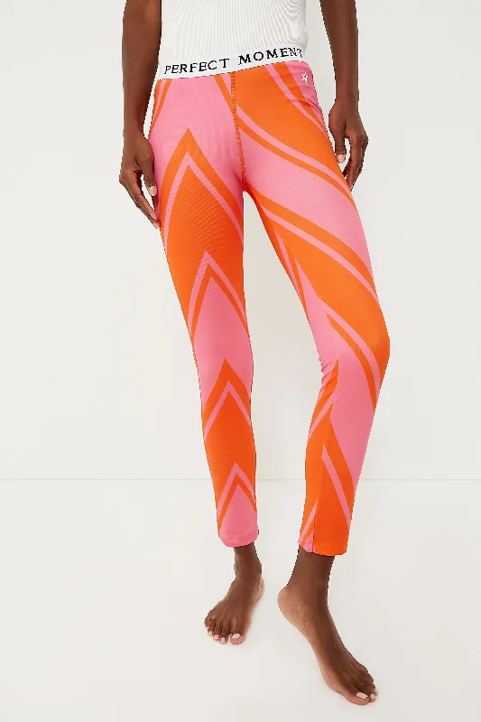 Azalea Pink and Orange Chevron Print Thermal Pant