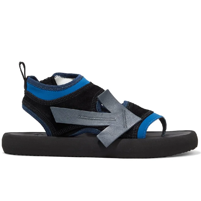 Off-White Neoprene Sandal with Zip Closure and Leather Logo