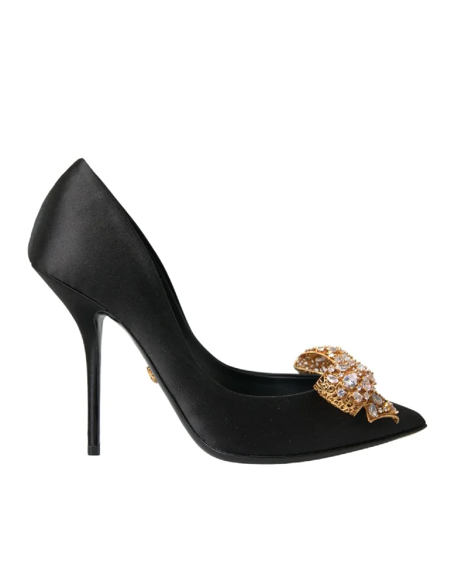 Dolce & Gabbana Crystal Embellished Satin Pumps