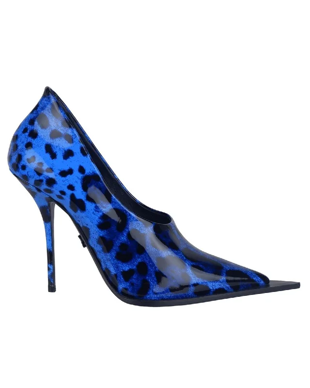 Dolce & Gabbana Leopard Print Calfskin Pump with Metal Logo Sole