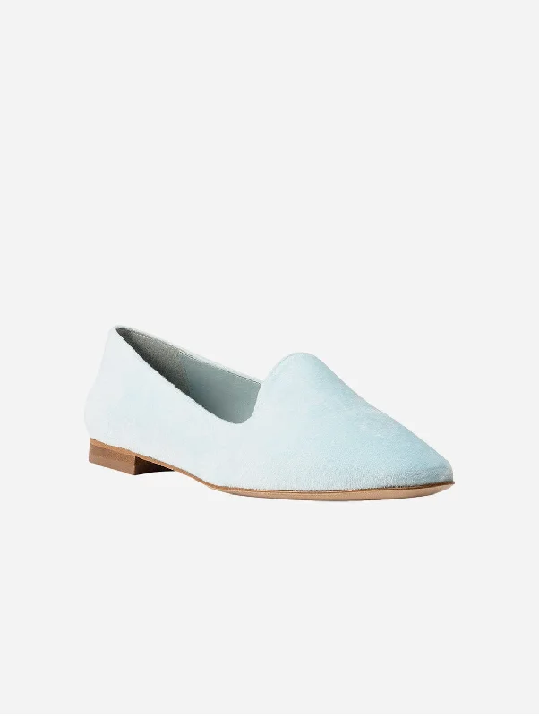 Tara Vegan Velvet Slipper Pumps | Sky Blue