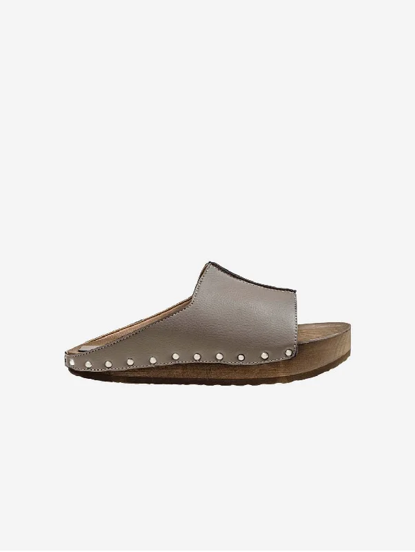 Recycled Vegan Leather Wood Vegan Clogs | Khaki