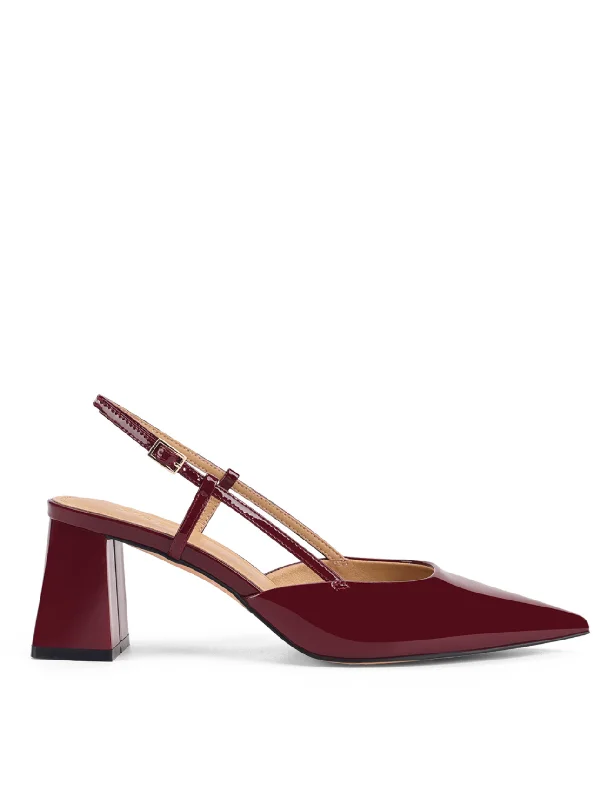 Yasmine Slingback Heels - Wine Patent Leather