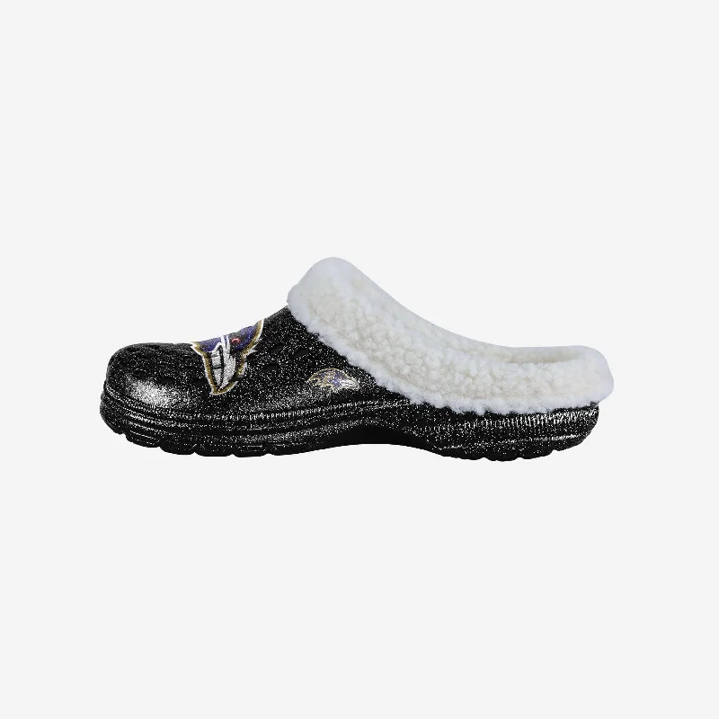 Baltimore Ravens Womens Sherpa Lined Glitter Clog