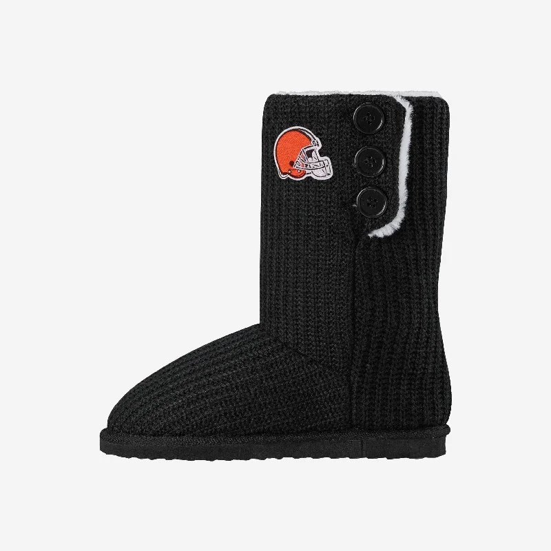 Cleveland Browns Knit High End Button Boot Slipper