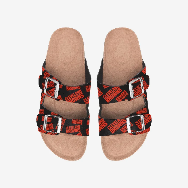 Cleveland Browns Womens Mini Print Double Buckle Sandal