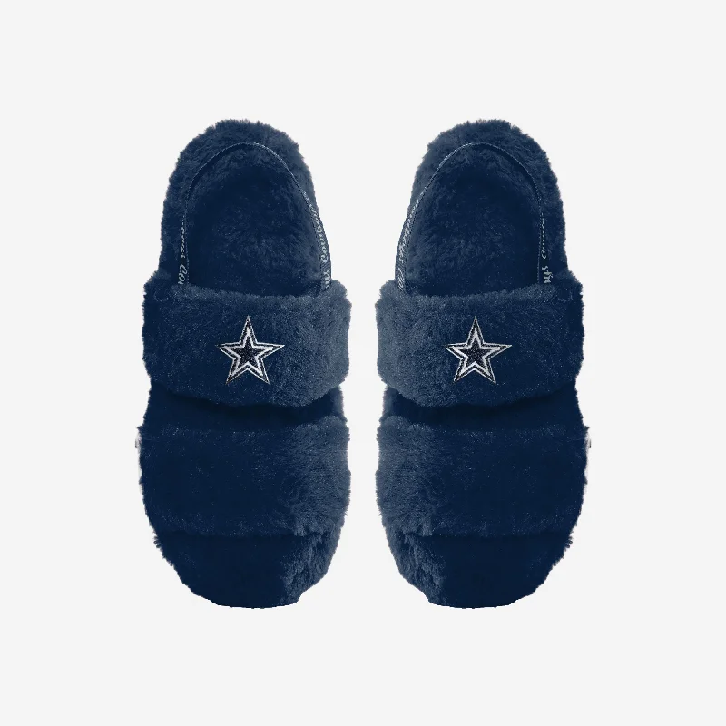 Dallas Cowboys Womens Heel Strap Wordmark Fur Slide