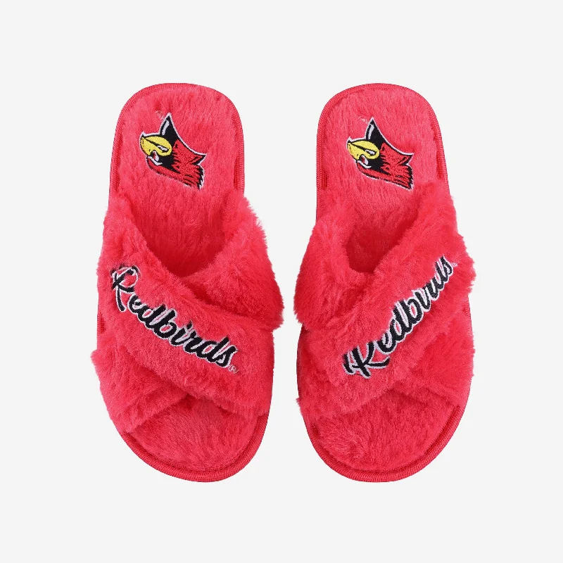 Illinois State Redbirds Womens Script Wordmark Fur Cross Slide