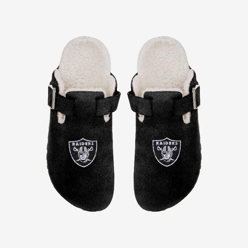 Las Vegas Raiders Womens Fur Buckle Clog Slipper